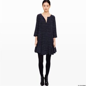 club monaco junelle 100% silk micro chevron print dress size 00